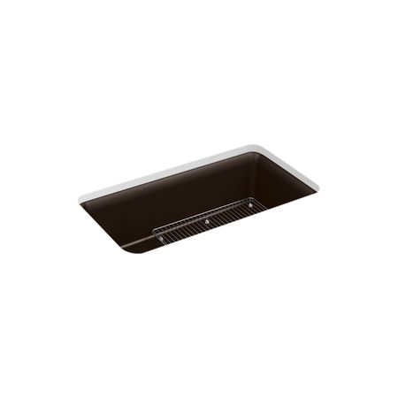 KOHLER 33-1/2x18-5/16x10-1/8 Neoroc Undermnt Sgl-Bowl Kitchen Sink W/ Rack 8206-CM2